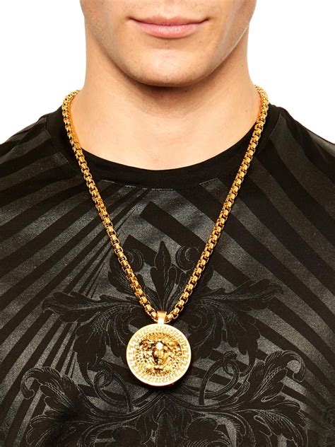 versace men's pendant necklaces|Versace gold necklace for men.